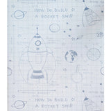 KJ50100 Gray off white grid Rocket Ship Diagram drawing kids play nursery room Wallpaper