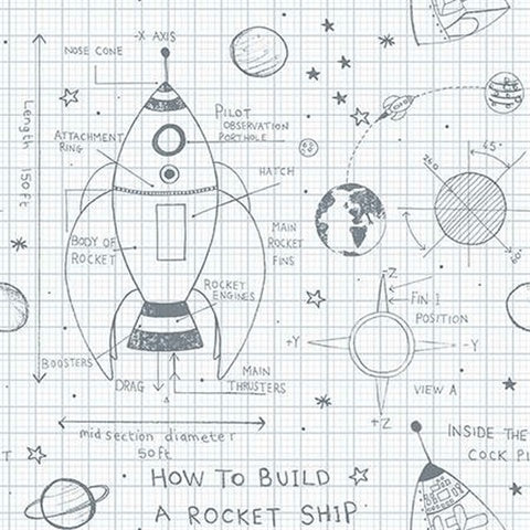 KJ50100 Silver How to Build a Rocketship Wallpaper