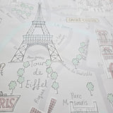 KJ50201 Pastel purple pink mint gray Eiffel Tower Paris landmarks kids room Wallpaper 3D

