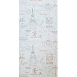 KJ50201 Pastel purple pink mint gray Eiffel Tower Paris landmarks kids room Wallpaper 3D
