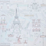 KJ50201 Pastel purple pink mint gray Eiffel Tower Paris landmarks kids room Wallpaper 3D
