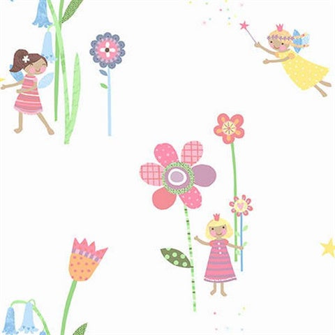 KJ50402 Multicolored Fairy Flowers Wallpaper