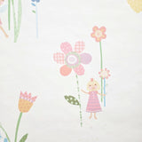 KJ50402 Playful whimsical flowers fairy theme nursery pastel colored off white wallpaper