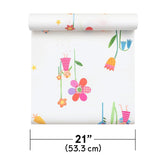 KJ50409 Playful whimsical flowers fairy theme nursery multicolor off white wallpaper 3D