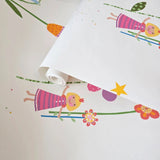 KJ50409 Playful whimsical flowers fairy theme nursery multicolor off white wallpaper 3D