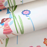 KJ50409 Playful whimsical flowers fairy theme nursery multicolor off white wallpaper 3D