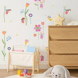 KJ50409 Playful whimsical flowers fairy theme nursery multicolor off white wallpaper 3D