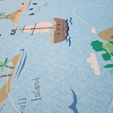 KJ51002 Treasure island map Pirate ship Nautical nursery kids light blue brown wallpaper