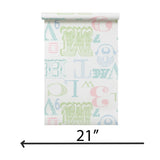 KJ51504 Pastel blue green pink off white letter numbers kids play nursery room Wallpaper