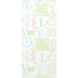 KJ51504 Pastel blue green pink off white letter numbers kids play nursery room Wallpaper