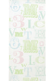 KJ51504 Pastel blue green pink off white letter numbers kids play nursery room Wallpaper