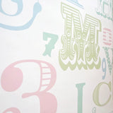 KJ51504 Pastel blue green pink off white letter numbers kids play nursery room Wallpaper