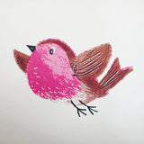 KJ52202 Colorful birds perched on thin kids nursery yellow blue pink on white wallpaper
