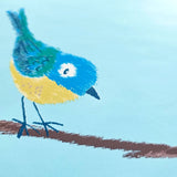 KJ52212 Birds perched on thin kids nursery brown yellow pink green light blue wallpaper