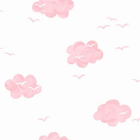 KJ52401 Pink Puffy Sky Dreamy Clouds Wallpaper