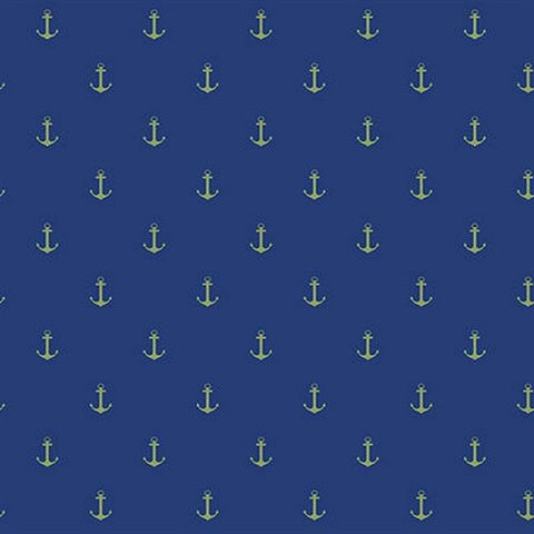 KJ53412 Blue & Green Anchors Away Wallpaper