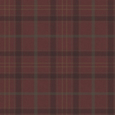 KT10201 Tailored Plaid Maroon Wallpaper