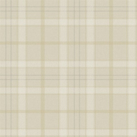 KT10217 Tailored Plaid Ecru Wallpaper