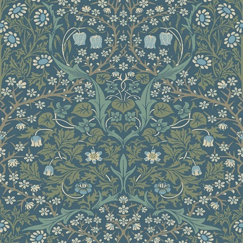 KT20212 Tulip Floral Trail Blue Sapphire Wallpaper