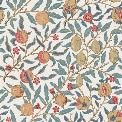 KT20601 Pomegranate Botanical Moonstone Blue Light Ochre Wallpaper