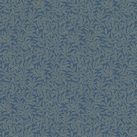 KT20802 Small Leaf Trail Prussian Blue Wallpaper