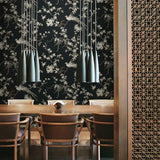 KT2173 Bird Blossom Chinoserie Black Wallpaper