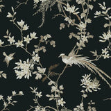 KT2173 Bird Blossom Chinoserie Black Wallpaper