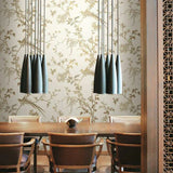 KT2174 Bird Blossom Chinoserie White Gold Wallpaper