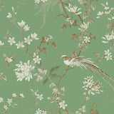 KT2175 Bird Blossom Chinoserie Green Wallpaper