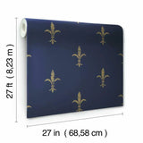 KT2191 Fleur De Lis Navy Gold Wallpaper