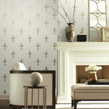 KT2192 Fleur De Lis White Gold Wallpaper