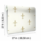 KT2192 Fleur De Lis White Gold Wallpaper