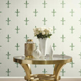 KT2194 Fleur De Lis White Green Wallpaper