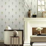 KT2194 Fleur De Lis White Green Wallpaper