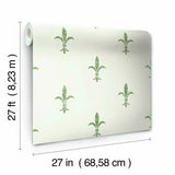 KT2194 Fleur De Lis White Green Wallpaper