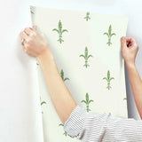 KT2194 Fleur De Lis White Green Wallpaper