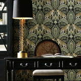 KT2205 Jungle Leopard Black Green Wallpaper