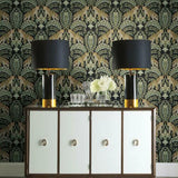 KT2205 Jungle Leopard Black Green Wallpaper