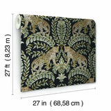 KT2205 Jungle Leopard Black Green Wallpaper