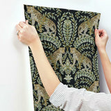 KT2205 Jungle Leopard Black Green Wallpaper
