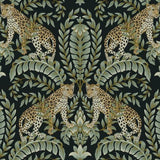 KT2205 Jungle Leopard Black Green Wallpaper
