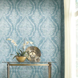 KT2213 Charleston Damask Blue Wallpaper