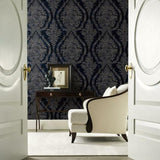 KT2215 Charleston Damask Navy Wallpaper 