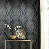 KT2215 Charleston Damask Navy Wallpaper 
