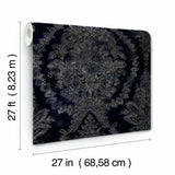 KT2215 Charleston Damask Navy Wallpaper 