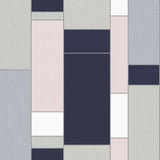KTM1120 De Stijl Geometric Indigo Metallic Silver Wallpaper