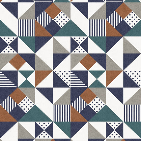 KTM1250 Lozenge Geometric Indigo Burnt Orange Wallpaper 