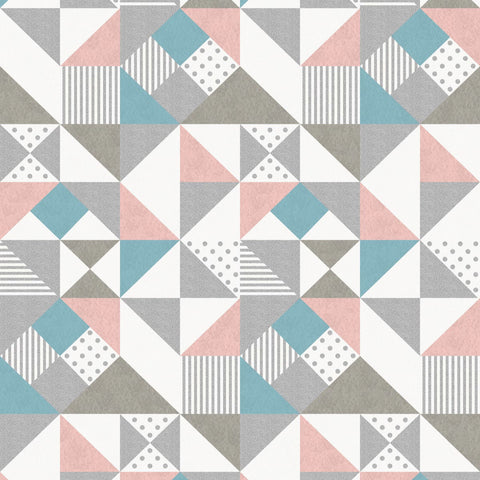 KTM1270 Lozenge Geometric Metallic Silver Perry Teal Wallpaper