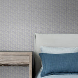 KTM1422 Deco Spliced Stripe Ivory Cobalt Wallpaper