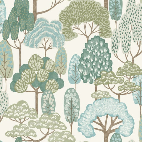 LD2109 Trees Motive Green Wallpaper